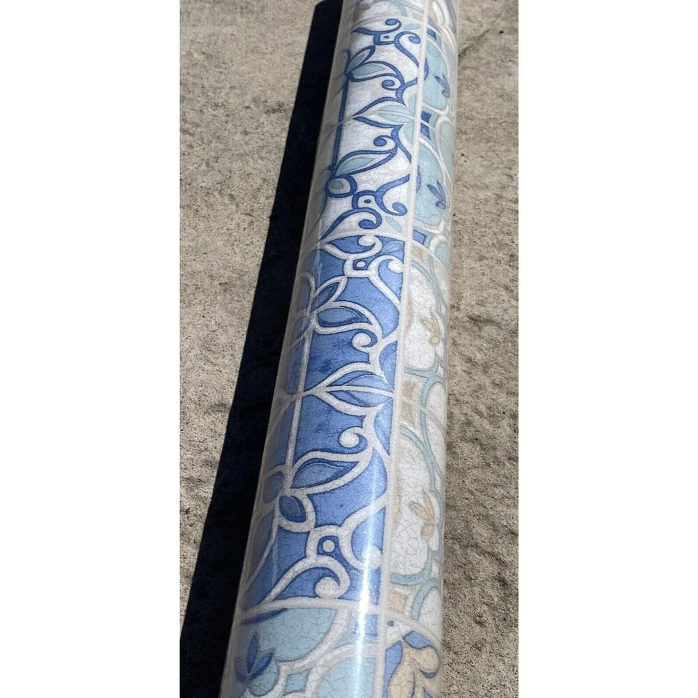 NIP NORWALL Prepasted WALLPAPER 56 SqFt MOROCCAN TILES KE29950 Blue White Vinyl